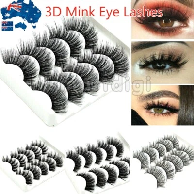 $9.99 • Buy 5Pairs False Eyelashes Long Thick Wispy Volume Strip Dramatic Lashes Set MakeUp