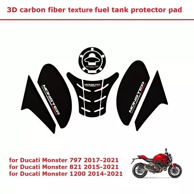 For Ducati Monster 821 2015-2021 3D Carbon Fiber Fuel Tank Grip Protector Pad • $28