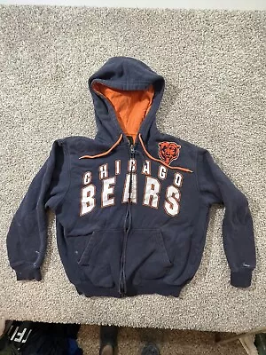 Vintage Chicago Bears Hoodie Men Medium Full Zip Blue Sweater Adult • $24.42