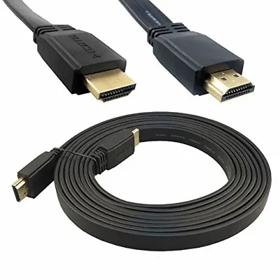 Long Flat HDMI Male To Male High Speed With Ethernet Cable PS4 AV Gold Lead 3D • £2.94