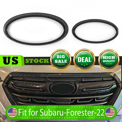 Carbon Look Front Rear Logo Badges Emblem Cover Ring For 2022 Up Subaru Forester • $13.98