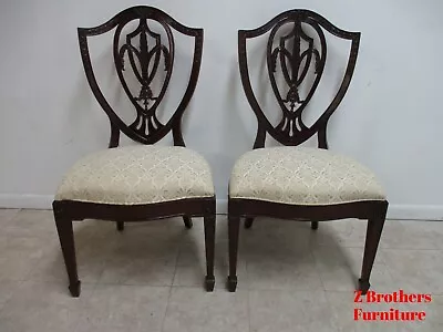 Pair Drexel Mahogany Chippendale Shield Back Dining Side Chairs  A • $629.10