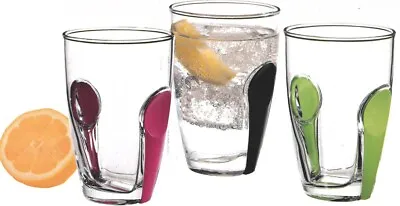 Pasabahce Set Of 6 Glass Tumblers Snap Range With Colourful Snap On • £13.99