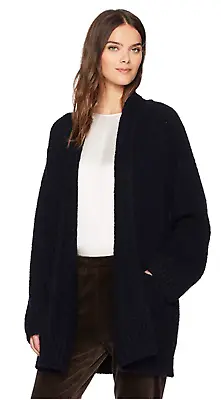 $495 Nwt Vince Marled Car Coat/cardigan Wool/cashmere  Open Front Navy/black M • $179.99