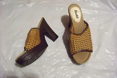 Womens Mudd Create Tan Weaved Band Heels Shoes Size 8 1/2 • $19.99