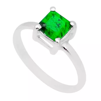 Handcrafted 1.30cts Faceted Natural Green Maw Sit Sit Square Ring Size 6.5 Y1464 • $16.79