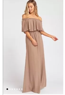 Show Me Your Mumu Hacienda Maxi Dress Women’s Small Off Shoulder Blush Flutter • $40