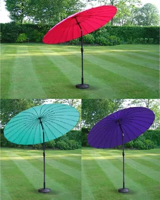 2.6m Powder Coated Parasol Shanghai Umbrella Crank & Tilt Garden Patio Summer  • £43.99