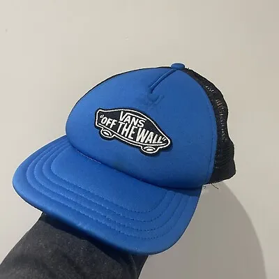 Vans Skateboarding Off The Wall Mesh Cap Trucker SnapBack Hat Blue Y2k Sk8 • £10.95