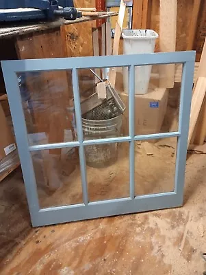 Vintage Wood Window Sash 6 Pane GLASS Picture Frame 30  X 30   1.3/4  Thickness • $50