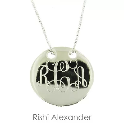 Personalized .925 Sterling Silver Round Monogram Necklace • $39.99