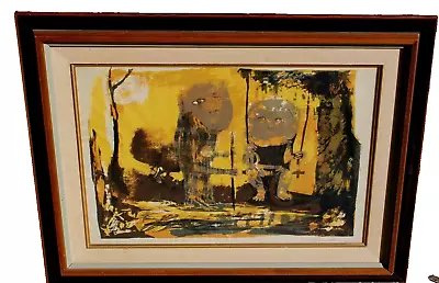 R. Crandall Mid Century Modernist Figures Lithograph The Autumn Swing #6/8 • $90.30