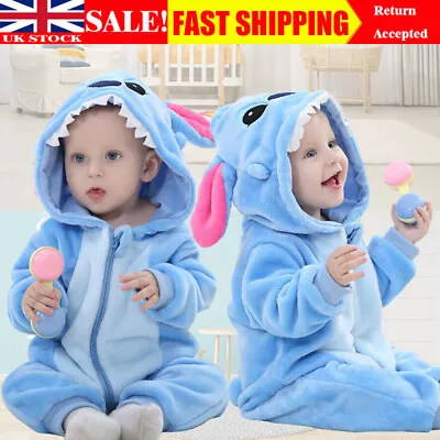 Baby Boy Blue Stitch Warm Halloween Fancy Party Costume Coverall Outfit Unisex! • £8.32