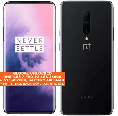 ONEPLUS 7 PRO 5G 8gb 256gb Octa-Core 6.67  Fingerprint NFC Android Smartphone • $697.54