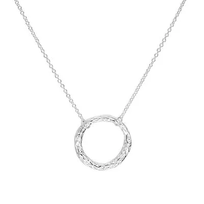 Sterling Silver Hammered Karma Ring Necklace On 16 Inch Belcher Chain • £16.75