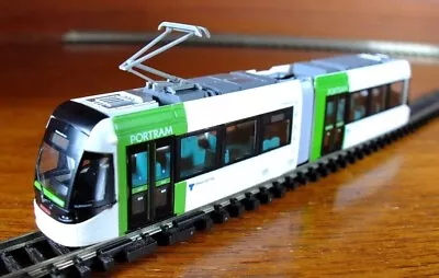 Tomytec N Gauge TLR0604 Toyama Portram Tram In White With Green Doors  • £65