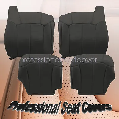 Fits 99-02 GMC Sierra Driver Passenger Leather Bottom & Top Seat Cover Dark Gray • $102.19