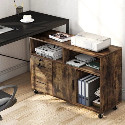 $97.84 • Buy 2-Drawer Wood File Cabinet Mobile Lateral Filing Cabinet W/ Wheels Home Office