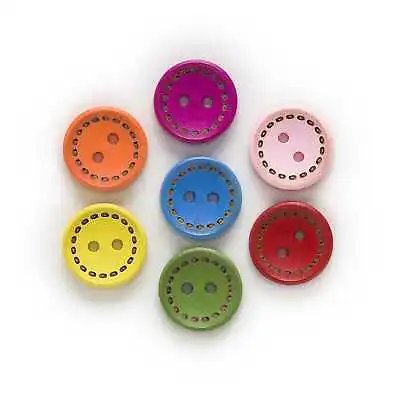 50pcs Dotted Round Shape Wood Buttons Sewing Scrapbooking Home Cloth Decor 15mm • $3.59