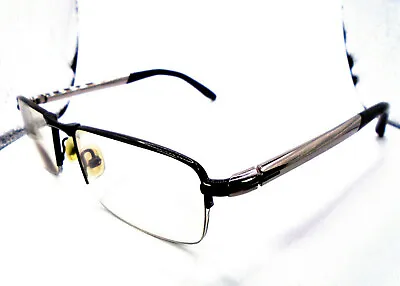 Oga Morel Black/Silver Metal Men Eyeglass Frames Unknown Model 54-16-145 • $32.49