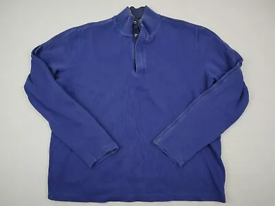 Hugo Boss Sweater Men XL Blue Solid Snap Button Collar Long Sleeve Pullover • $24.99
