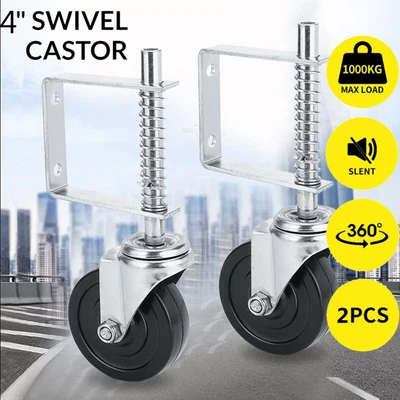 £17.99 • Buy 2Pcs 4  Rubber Gate Wheel Heavy Duty Spring Loaded Jockey Door Sliding Wheels