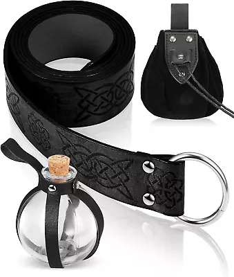 4-Piece Renaissance Accessories Set: Medieval Viking Leather Belt With Pouch Ma • $26.09