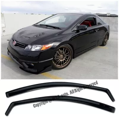 In-channel Vent Window Side Visors For Honda Civic Coupe 06-11 Sun Rain 2dr • $33.99