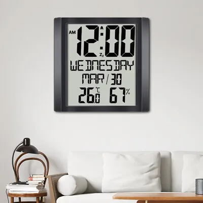 $36.09 • Buy  8.6in Large Digital Display Wall Clock Thermometer Hygrometer Alarm Clock