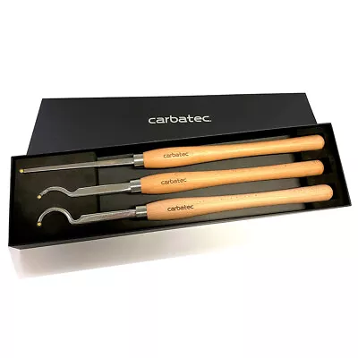 Carbatec 3PC Tungsten Carbide Deep Swan Neck Hollowing Woodturning Chisel Set • $209