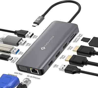 $82.26 • Buy USB C Docking Station Triple Monitor, 11 In 1 USB C To Dual HDMI Adapter VGA Gig