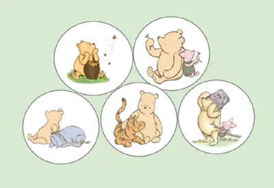 108 Classic Winnie The Pooh Baby Shower Kiss Stickers Chocolate Kisses Custom • $4.99