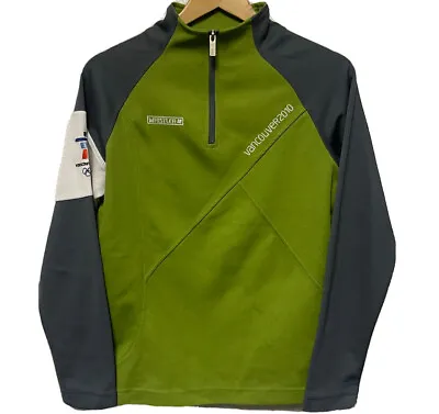 2010 Whistler VANCOUVER WINTER OLYMPICS Green Gray Small Canada 1/4 Zip Jacket • $18.30
