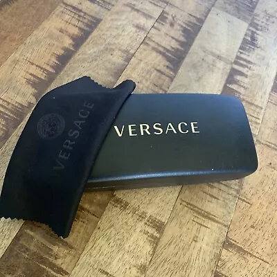 Versace Sunglasses Eyeglasses Leather Hard Case With Cleaning Cloth • $12.50