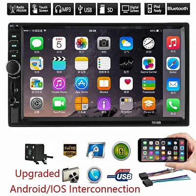 Double 2DIN 7inch Car MP5 Player Bluetooth Touch Screen Stereo Radio With Camera • $29.99