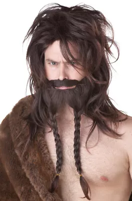 Viking Warrior Costume Wig And Beard (Brown) • $14.72