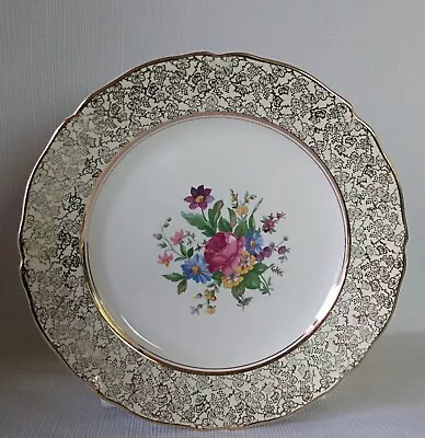 MIDWINTER Lemon Gold Grape Vine/ Flower Spray Pattern 10 In Plate C1946 Filigree • £6.95