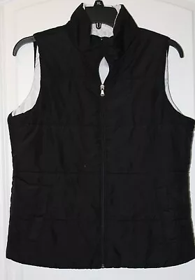 Women's Vest Small Made For Life Black Quilted Pockets Zip Up • $10