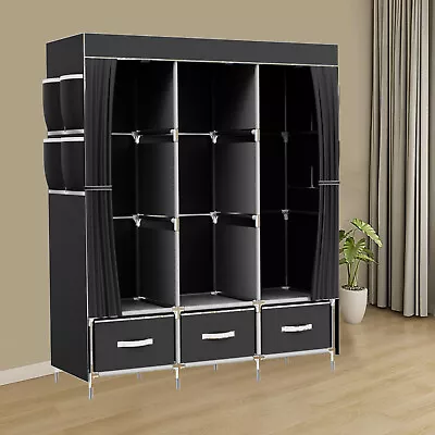 Clothes Closet Wardrobe+3 Storage Boxe Multiple Style Portable Cabinet Organiser • $42.99