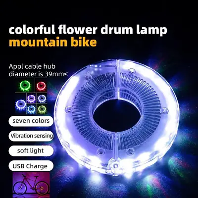 ROCKBROS LED Bike Wheel Light 7 Color USB Rechargeable Hub Safety Tire Lights • $16.99
