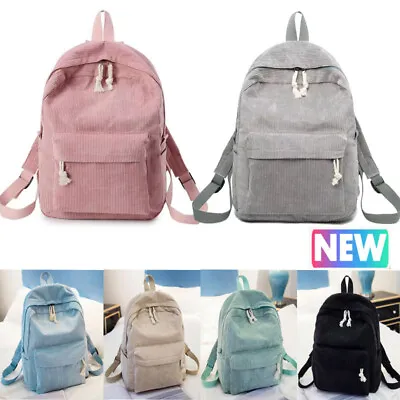 £13.90 • Buy Women Backpack Retro Corduroy Design School Backpacks Teenage Girls Travel Bags