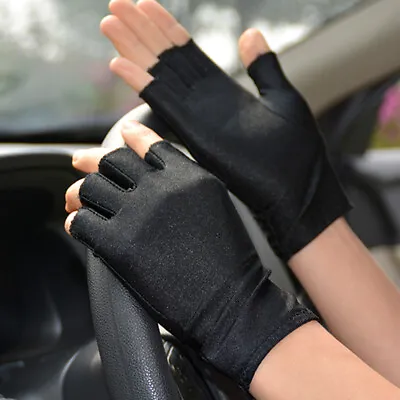 £3.35 • Buy Ladie Fingerless Sun Protection Gloves Half Finger Sunscreen Anti-UV Soft Gloves