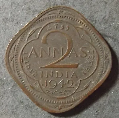 India 2 Anna Coin Dated 1942 Very Nice Coin But Grubby • $1.69