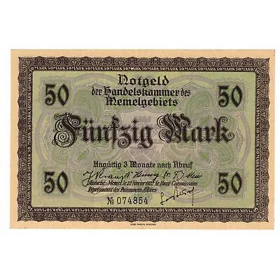 [#629684] Banknote Memel 50 Mark 1922 1922-02-22 KM:7b UNC • $219.70
