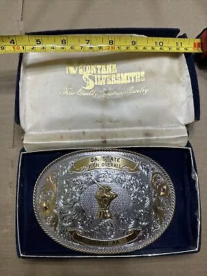 Montana Silversmiths GA State High Overall Class AA Sterling Plate Belt Buckle • $30