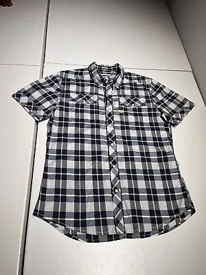 G Star Shirt Men's XL Landoh Raw Plaid Button Pearl Snap Short Sleeve Cotton Top • $28