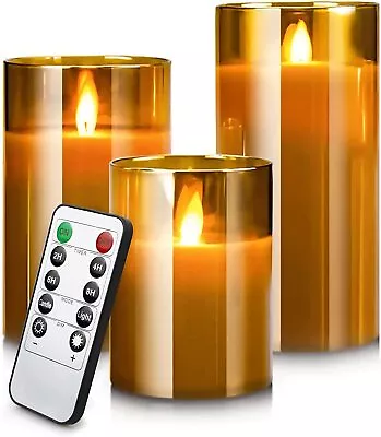 £0.99 • Buy 3 LED Candles Set With Remote Control Timer Flameless Flickering Glass Wax UK