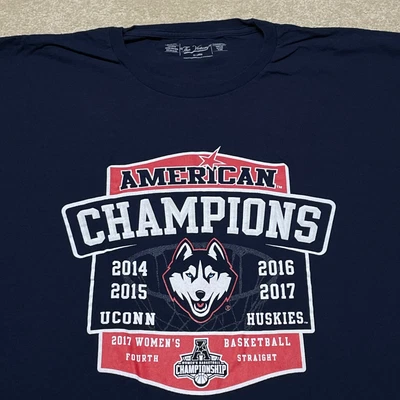 $12.60 • Buy UConn Huskies T Shirt Men 2XL Adult Blue NCAA College Womens Basketball 2017 USA