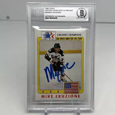 Mike Eruzione Signed 1983 Topps Greatest Olympians Card #36 LEGEND BAS Slab Auto • $59.49