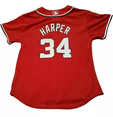 Bryce Harper Washington Nationals #34 MLB Majestic Red Jersey Youth Sz L 14-16 • $15